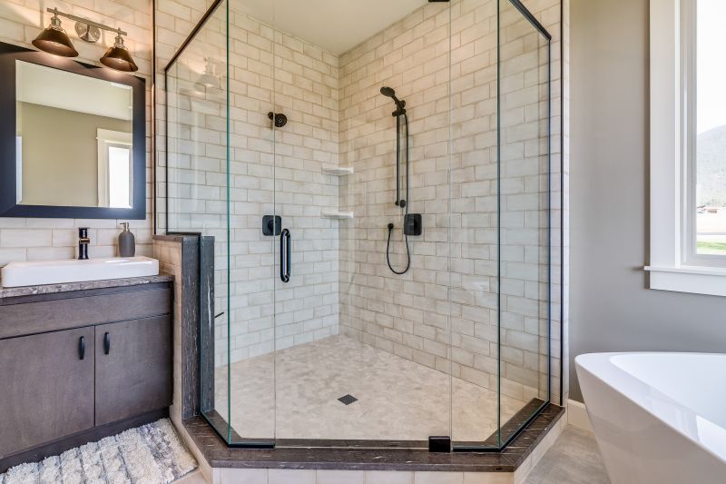 Dark Tile Accents in Shower