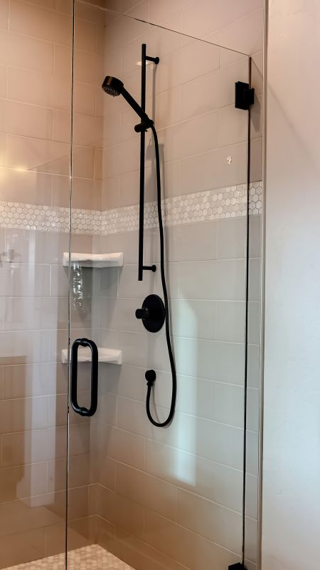 Glass Shower with Black Frame